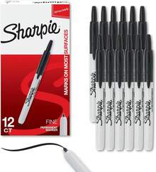 Sharpie Retractable Permanent Markers, Fine Tip, Black, 12 Count - Desk, Classroom, Office Supplies - 12 Count Assorted - View 9