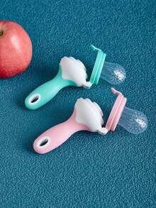 1pc Baby Fruit & Vegetable Teether, Cute Design Baby Food Feeder, Silicone Teething Stick, Anti-Bite Silicone Pacifier Holder - Straight Handle - View 3