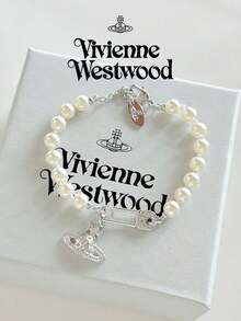 Vivienne Westwood Lucrece Collection Pin Saturn Pearl Bracelet Silver Tone, Brass - 銀色 - 查看 7