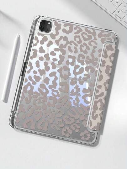 This Elegant And Cute Black Leopard Print Double-Sided Acrylic Crystal Clear Back Cover With Shock-Proof Function Is Compatible With The 7th, 8th (10.2-Inch), And 10th Generation IPads. It Has A Built-In Pen Slot And Supports Sleep/Wake Function. It Is An Ideal Gift Choice For Holidays And The New Year.