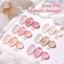 Beetles Nude Gel Nail Polish Set - 6 Colors Nude Pink Brown Neutral Jelly Gel Polish Kit - 15ML 6 Colors Sheer Blush - 查看 2