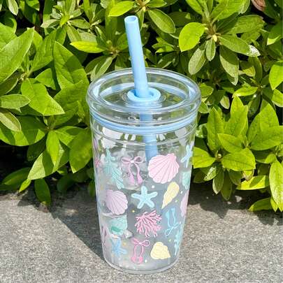HILAKE 1 bình nước hình vỏ sò màu xanh dương dễ thương, dung tích 16oz - Thiết kế đại dương, hoàn hảo cho cà phê đá, nước chanh và sinh tố. Tuyệt vời cho bãi biển, hồ bơi, trường học, du lịch và sử dụng hàng ngày. Món quà mùa hè tuyệt vời nhất cho các dịp lễ, sinh nhật và kỳ nghỉ - Vật dụng cần thiết cho mùa hè.