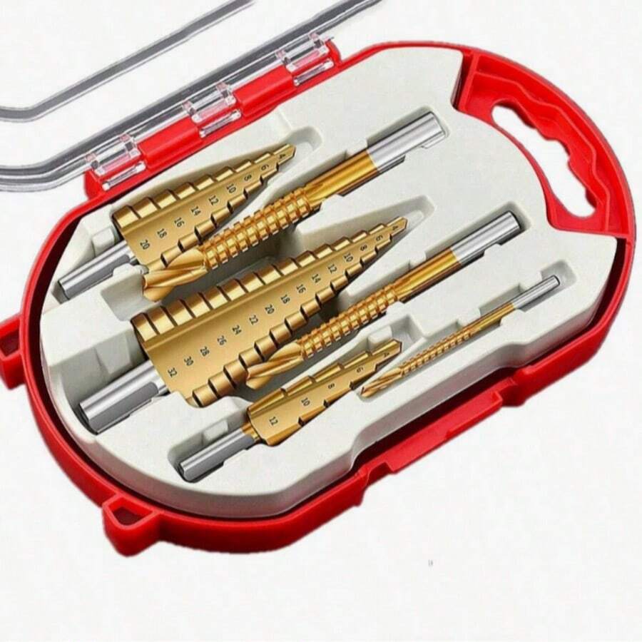 Bộ 6 mũi khoan bậc thang, mũi khoan phủ titan, kích thước 4-12mm, 4-20mm, 4-32mm, 3mm, 6mm, 8mm, dùng cho gia công gỗ và kim loại, mũi taro ren hệ mét, mũi taro ren HSS M10, dụng cụ sửa chữa cầm tay chuôi lục giác, thích hợp cho công việc thủ công, nhà máy, xưởng, DIY