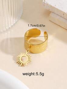 A Vintage Sun Ring, Made Of 18K Gold-Plated Stainless Steel, For Women, Suitable For Everyday Wear. - Gold - View 2