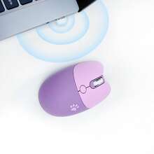 MOFII M3 無綫鼠標，具有輕巧可愛貓爪圖案和貓耳形狀，適用於 Windows、PC、筆記本電腦、台式機、紫色 - 紫色 - 查看 9
