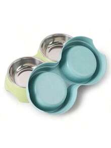 不锈钢双碗宠物喂食器 - 防滑底座 - 适用于猫狗粮和水 - 易于清洁 - 500ml - 查看 3