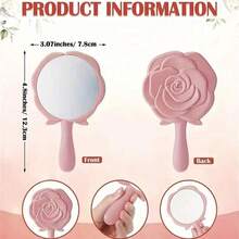 Miroir à motif rose, miroir de maquillage en plastique, carte de remerciement de mariée (avec sac en organza), faveur de fête de mariage, cadeau de demoiselle d'honneur (pour les invités), fournitures pour baby shower/fête, décoration de baby shower - Ensemble de fête miroir multicolore à fleurs roses - Voir 4