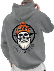 Nuevas  de moda de la temporada: Hola, este es un nuevo estilo de ropa masculina para otoño e invierno, que incluye una sudadera con estampado en la espalda y una sudadera con capucha para parejas. Es un suéter versátil y holgado, adecuado tanto para deportes como para uso casual, talla grande. - Negro - Ver 2