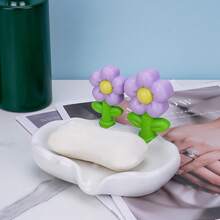 2pcs Floral Self-Draining Soap Dish - Durable, Hygienic Bathroom Accessory For Home Decor - Multicolor - View 5