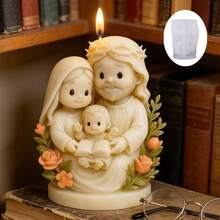 1pc Jesus Family Candle Silicone Mold DIY Resin Stone Craft Mold, Easy Demold And Reusable, Suitable For Home Decor And Creative Handmade Gifts - A-White - View 5