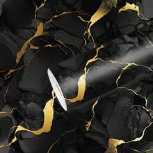 1卷黑色金边大理石纹乙烯基自粘墙纸，可移除，防水，防油，耐热，适用于厨房台面、浴室橱柜和家具装饰 - 易于安装和拆卸，厨房台面保护膜 - 彩色 - 查看 7