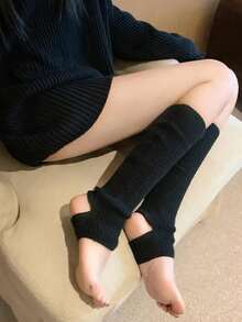 2/1件 Y2K 女士保暖长筒袜,洛丽塔风格,羊毛针织腿套,秋冬钩针靴套 - 彩色 - 查看 9