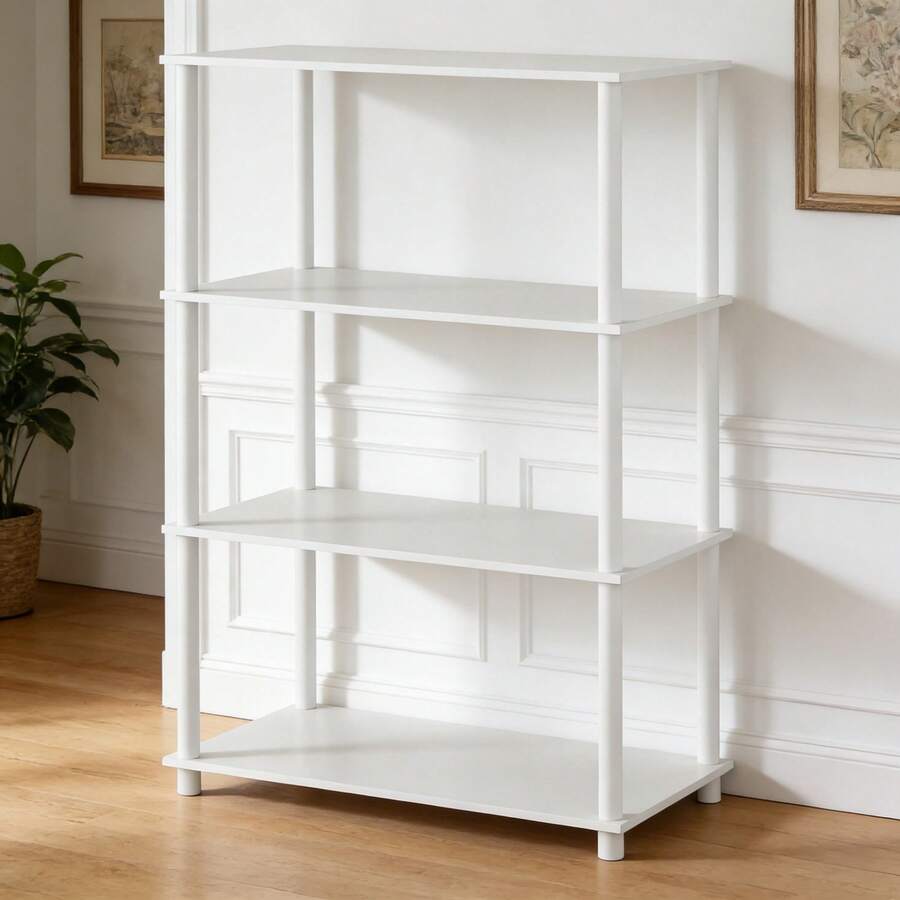 No Tools 4-Shelf Bookcase, White - 白色 - 查看 1