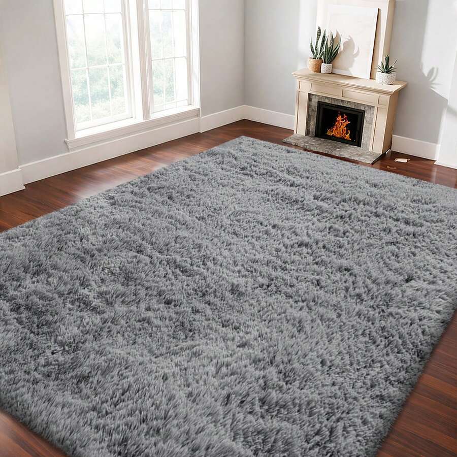Rectangular Shaggy Rugs Living Room, Grey Large Rugs For Living Room, Soft And Fluffy Area Rugs For Bedroom, Durable And Easy To Clean Modern Home Decor, Atmosphere High End Decorative Carpet.