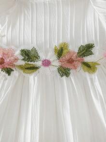 Baby Girls' Summer Casual Floral Embroidery Dress - White - View 4