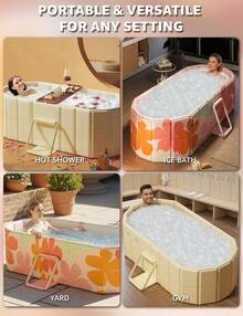 Ortable Bathtub Ice Bath Tub - Foldable Collapsible Bathtub For Adult, 47"Lx22"Wx20"/59"Lx22"Wx20" Roomy Size, Hot SPA Cold Plunge Tub Freestanding Bathtub White - White - View 6