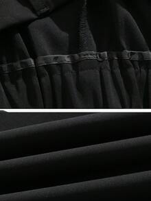 男士纯色褶裥口袋休闲百搭通勤西装裤 - 黑色 - 查看 7