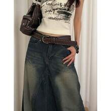 1pc Women's Coffee-Colored PU Leather Punk Style Double Row Rivet Decor Belt Versatile Accessory Summer School Fall Autumn Halloween - Coffee Brown - View 2