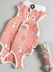 Traje suave y delgado para cirugía de esterilización/castración de gatos PETCHIC, traje de recuperación transpirable para gatos, alternativa al collar isabelino y chaleco para enfermedades de la piel (Alpaca rosa, Gato lindo) - Multicolor - Ver 14