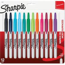 Sharpie Retractable Permanent Markers, Fine Tip, Black, 12 Count - Desk, Classroom, Office Supplies - 12 Count Assorted - View 8