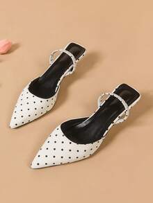 女士尖头波点后带凉鞋 - 白色 - 查看 8