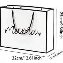 Ambalaj cadou minimalist și cald, de 32*25*11 cm, potrivit pentru a fi oferit mamelor. Schema de culori alb-negru este versatilă. Detaliul mic în formă de inimă adaugă o notă delicată, o estetică minimalistă luxoasă. Cadou de sărbători. - Vizualizare 2