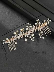 1pc Silver Flower Bridal Hair Comb - Silver - View 7