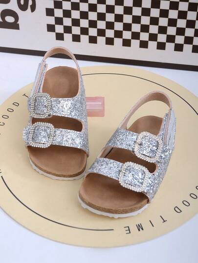 1 đôi dép đế mềm lấp lánh thời trang cho bé/trẻ em, thích hợp cho mùa hè đi trong nhà/ngoài trời và đi biển.