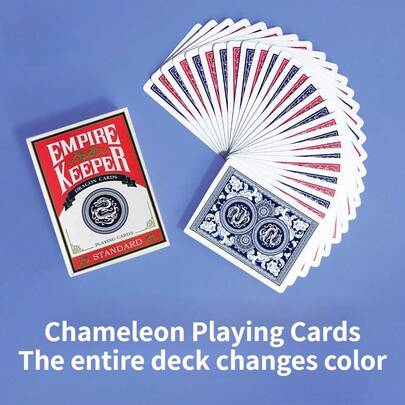 变色龙魔术扑克牌 | 整副牌可在观众眼前无缝变色（红变蓝，蓝变红），效果清晰惊艳，包含教学视频，适合14岁及以上人群，是生日、节日、派对礼物的绝佳选择。