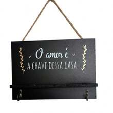 Key Holder Decorative Wall Ornament MDF - Black - View 2
