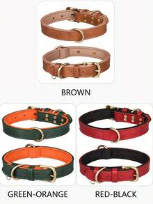 1pc Adjustable Brown PU Leather Dog Collar, Soft & Comfortable Microfiber Lining, Suitable For Small & Medium Pets - Brown - View 7