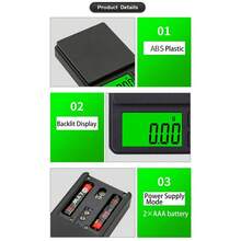 [500g 精密電子秤] 數位口袋秤，500g/0.01g 精度，LCD 背光克重稱量工具，塑膠材質，電池供電，附歸零功能，適用於珠寶、食品、盎司/克令，不含電池 - 黑色 - 查看 7