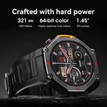 PANDA Reloj inteligente M-Rex4 para deportes y fitness, pantalla táctil HD de 1.45", llamadas Bluetooth, SOS, modos deportivos múltiples, resistente al agua 5ATM, compatible con Android e iOS, batería de 500mAh, unisex - Ver 2