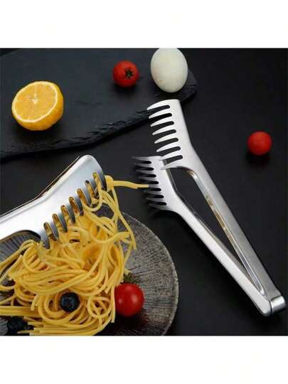 Thick Stainless Steel Pasta Tongs, Multifunctional Self-Serve BBQ Tongs, Kitchen, Kitchenware, Food, Cooking, Camping, Holiday, Beach, Room Decor, Organizer, Party, Travel