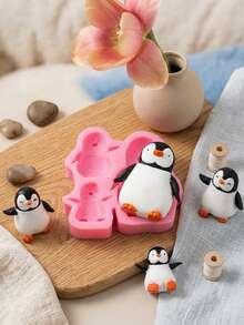 1pc Penguin Silicone Mold, Penguin Family Cake Decorating Mold, For Cupcake Decoration, Chocolate And Candy Making And Decoration - Multicolor - View 10