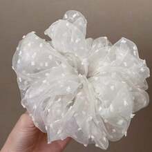 1件装多功能日常通勤法式蓬松网纱刺绣波点芭蕾舞柔软发圈，女性化美学，夏季，头发，假日 - 彩色 - 查看 8