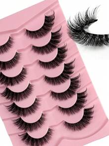 7对透明带假睫毛 猫眼假睫毛 纤细柔软3D仿貂毛假睫毛 柔软自然妆容假睫毛条，假睫毛，睫毛，假睫毛 - 查看 8