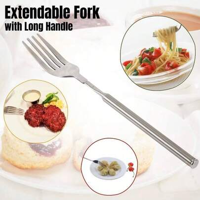 Portable Extendable Long Handle Fork, Camping & Picnic Utensil, Practical Kitchen Gift For Dad On Mother's Day