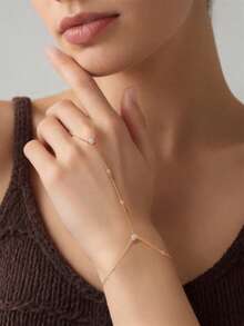 EleRunis 1 chiếc vòng tay/dây chuyền hình cỏ bốn lá nhỏ nhắn bằng bạc Sterling 925 dành cho nữ, đính đá Cubic Zirconia, trang sức cơ thể đeo hàng ngày, thích hợp cho đám cưới, tiệc tùng, lễ đính hôn, kỷ niệm, ngày Valentine. - Vàng - Xem 4