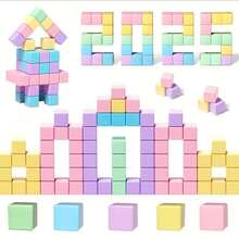 20/45/80pcs Creative Educational Building Block Toy Set, Stackable Wooden Blocks, STEM Gift, Suitable For Boys & Girls, Random Colors, Thanksgiving/Christmas Gift, School Supplies, Student Stationery, Learning Tools - Multicolor - View 2