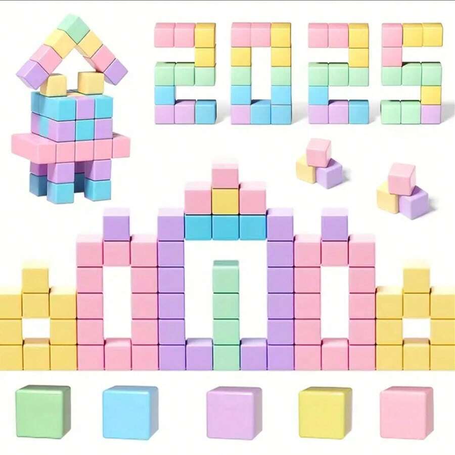 20/45/80pcs Creative Educational Building Block Toy Set, Stackable Wooden Blocks, STEM Gift, Suitable For Boys & Girls, Random Colors, Thanksgiving/Christmas Gift, School Supplies, Student Stationery, Learning Tools
