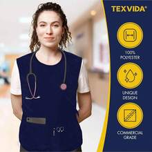 1-2Pack Unisex Cobbler Aprons With Zipper Pocket, Adjustable Smock Apron Cooking Crafting Household Use DBMD - 藍色 1 件 - 查看 7