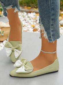 Light Green PU-light Green and White Two-color Bow