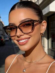 1 pieza Gafas de marco cuadrado de plástico con borde extra grande - Multicolor - Ver 3