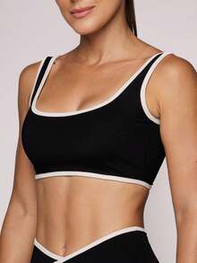 LOT FITNESS Women's Black Polyamide Fitness Top Two Colors Sports Gym High Support Kate Duo Collection - màu đen - Xem 5