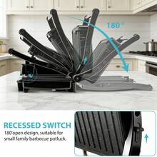 Breakfast Machine, Panini And Waffle Press, Non-Stick Coating, Dual-Sided Heating, 180° Opening, Suitable For Grilling And Toasting - Black - View 4
