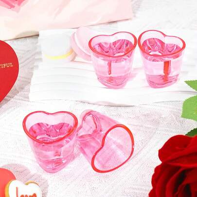 1个/6个心形玻璃杯套装，可爱迷你吧台配件，婚礼心形玻璃装饰，1.5盎司，适用于柠檬酒、伏特加、开胃酒、甜点酒、浓缩咖啡、龙舌兰酒，是情人节、婚礼、复活节、母亲节的理想之选。
