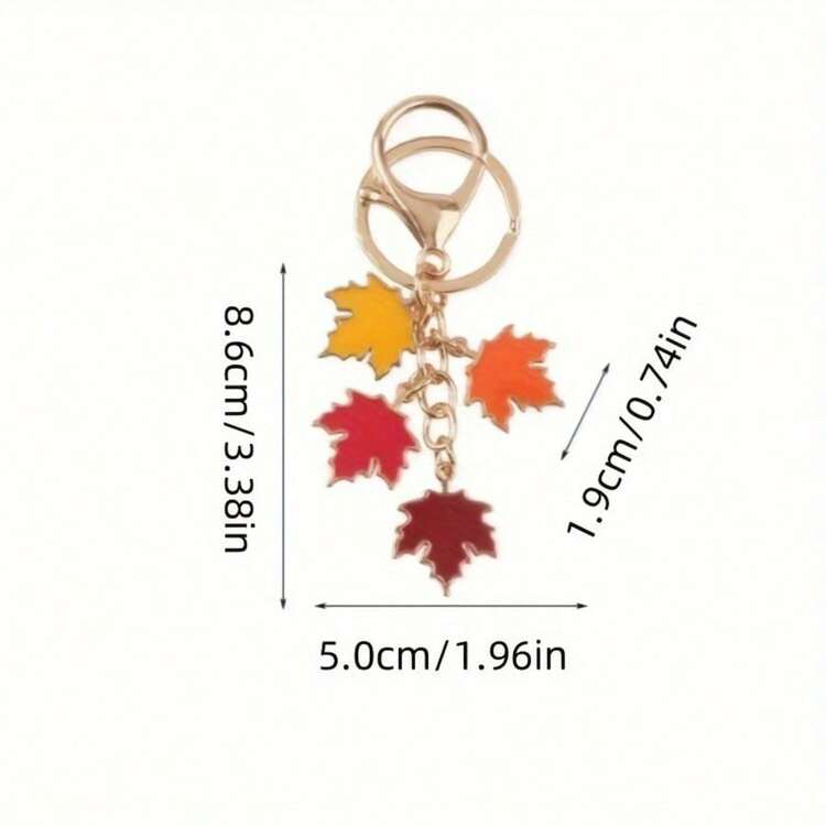 2pcs Natural Gradient 4-Color Maple Leaf Zinc Alloy Keychain, Artistic Ombre Maple Leaf Enamel Decoration For Clothes, Bags, Cars, Thoughtful Gift For Friends And Students Gifts For Mother, Father, Graduation, And Teacher - Multicolor - View 2