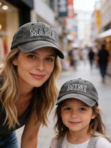 Bộ 2 mũ lưỡi trai thêu chữ "MAMA MINI" dành cho mẹ và bé, quà tặng Ngày của Mẹ và Ngày của Trẻ em. - màu đen - Xem 6