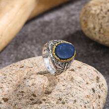 1 pieza Anillo de hombre de estilo vintage con diseño de patrón de moda euro-americano - Multicolor - Ver 4